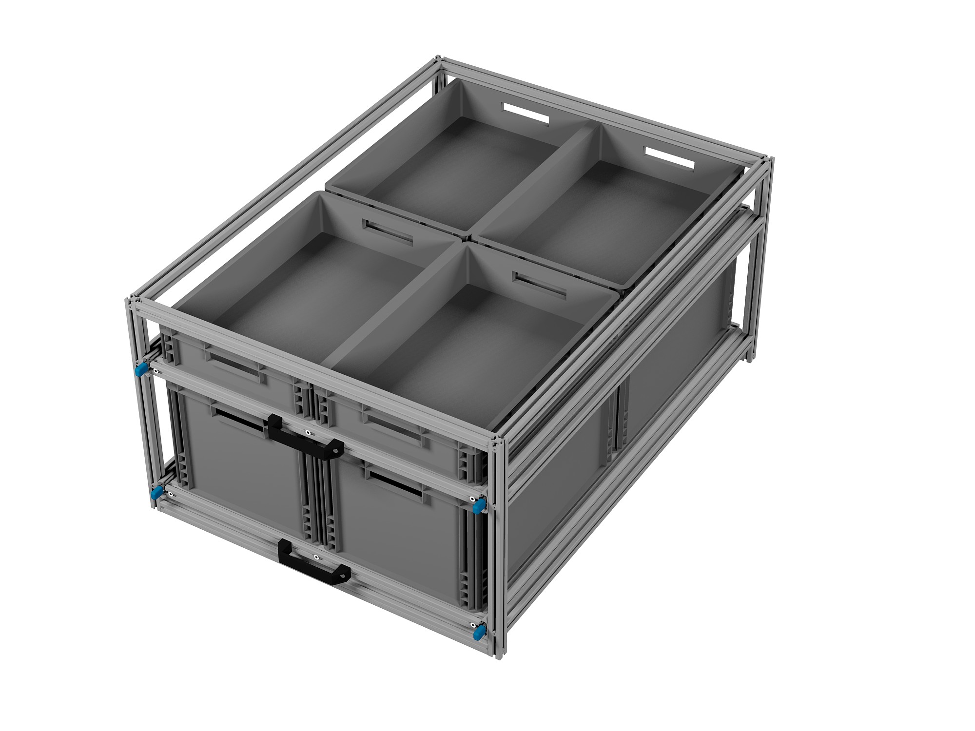 Heckauszug 800 x 1200 mm Euroboxen für Camper, Caravan, Wohnmobil & Nutzfahrzeuge, 220 kg Tragkraft, Typ 34, mit Euroboxen, Bestückung 1