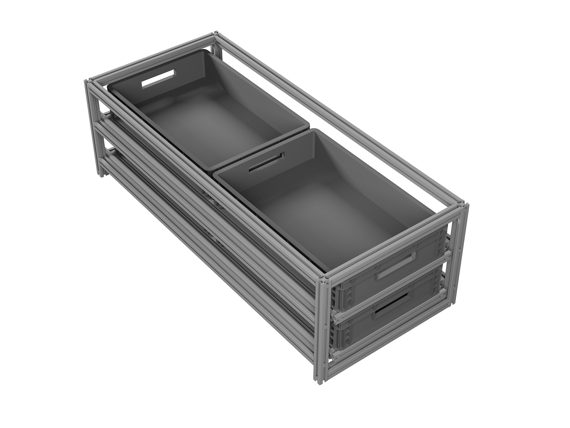 Heckauszug Euroboxen für Camper, Caravan, Wohnmobil & Nutzfahrzeuge, 220 kg Tragkraft, Typ 4, mit Euroboxen, Bestückung 3