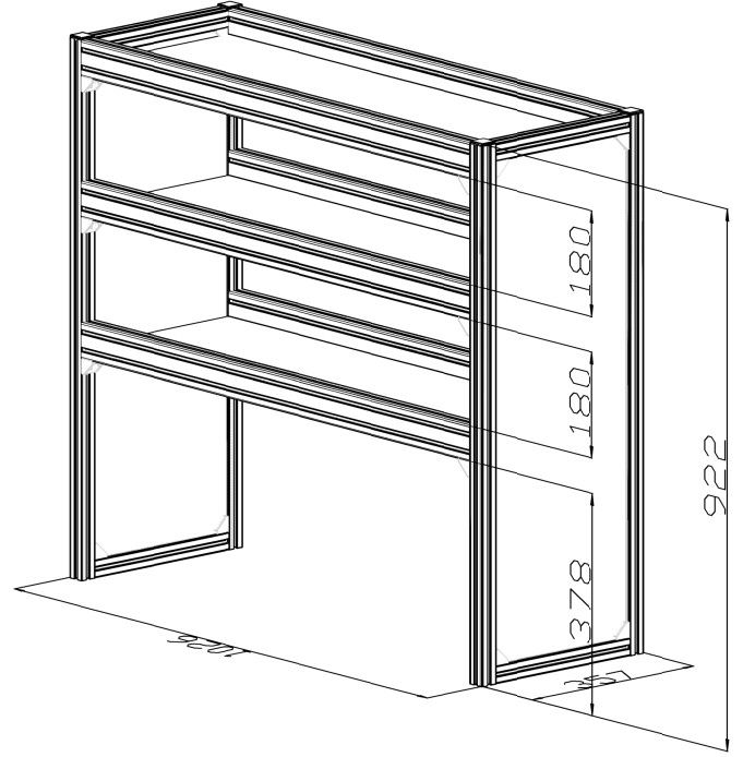 Alu-Fahrzeugregal 1026 x 918 x 357 mm