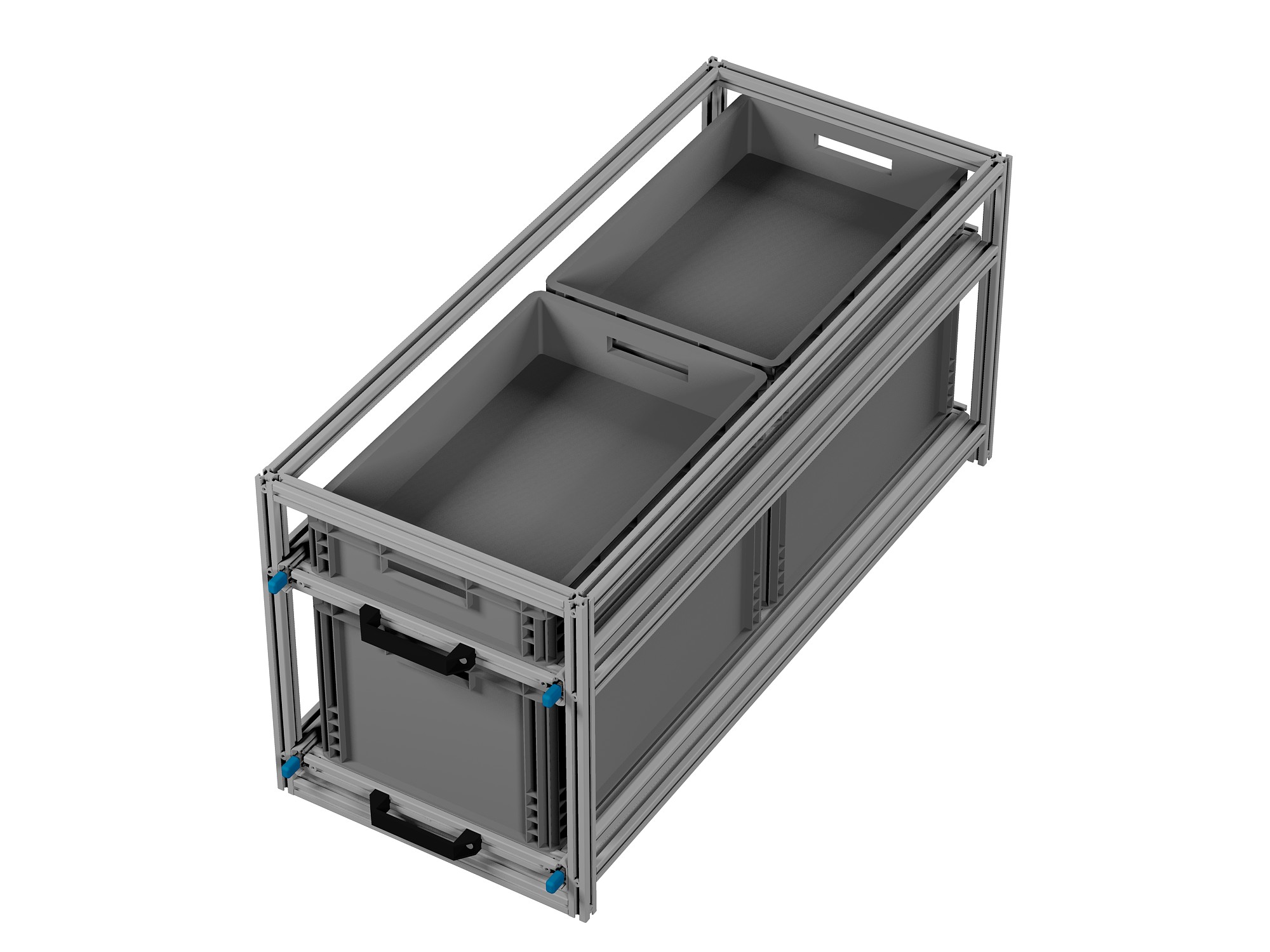Heckauszug Euroboxen für Camper, Caravan, Wohnmobil & Nutzfahrzeuge, 220 kg Tragkraft, Typ 6, mit Euroboxen, Bestückung 3