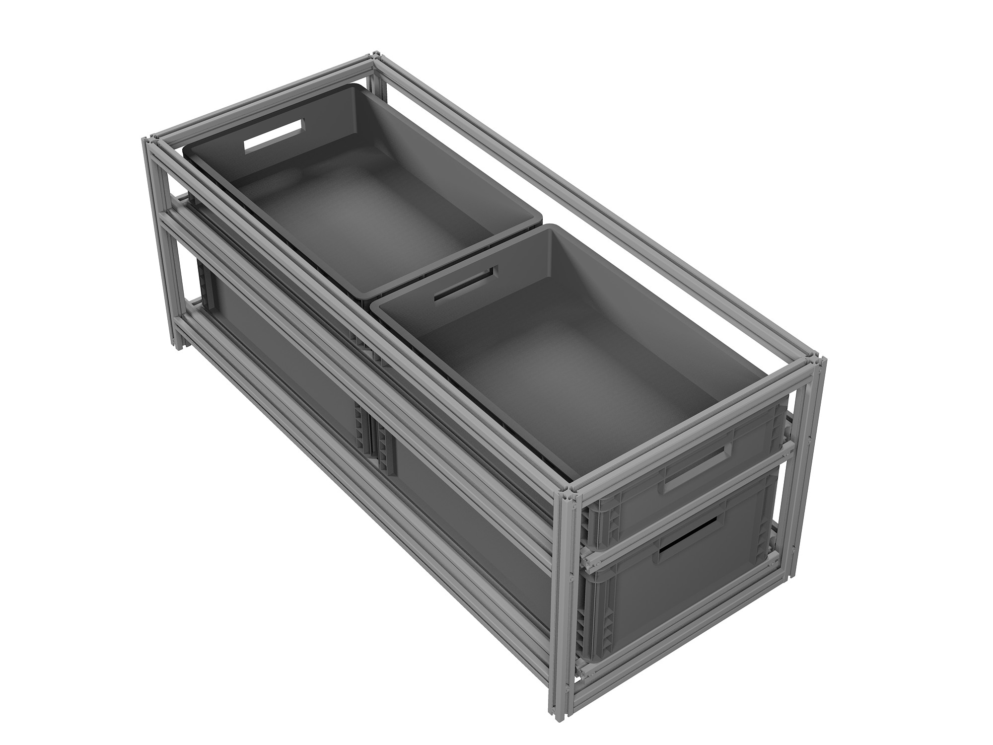 Heckauszug Euroboxen für Camper, Caravan, Wohnmobil & Nutzfahrzeuge, 220 kg Tragkraft, Typ 5, mit Euroboxen, Bestückung 2
