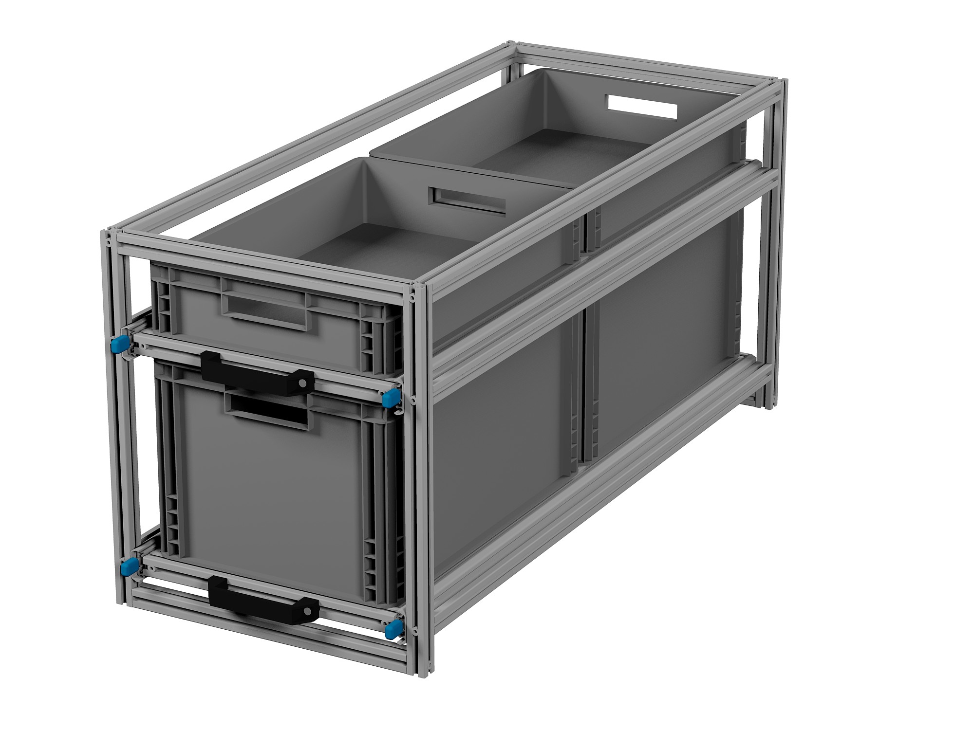 Heckauszug Euroboxen für Camper, Caravan, Wohnmobil & Nutzfahrzeuge, 70 kg Tragkraft, Typ 6, mit Euroboxen, Bestückung 1