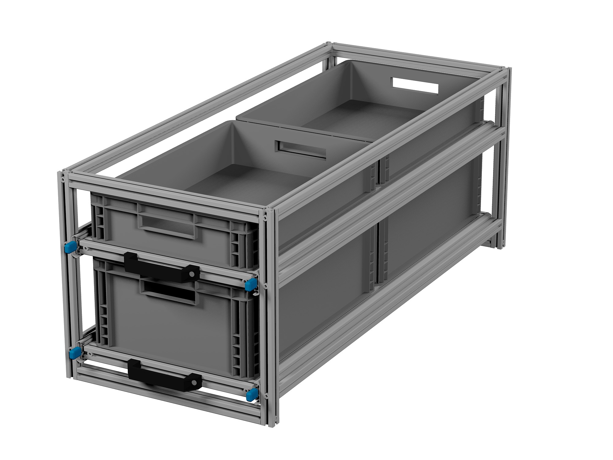Heckauszug Euroboxen für Camper, Caravan, Wohnmobil & Nutzfahrzeuge, 70 kg Tragkraft, Typ 5, mit Euroboxen, Bestückung 2