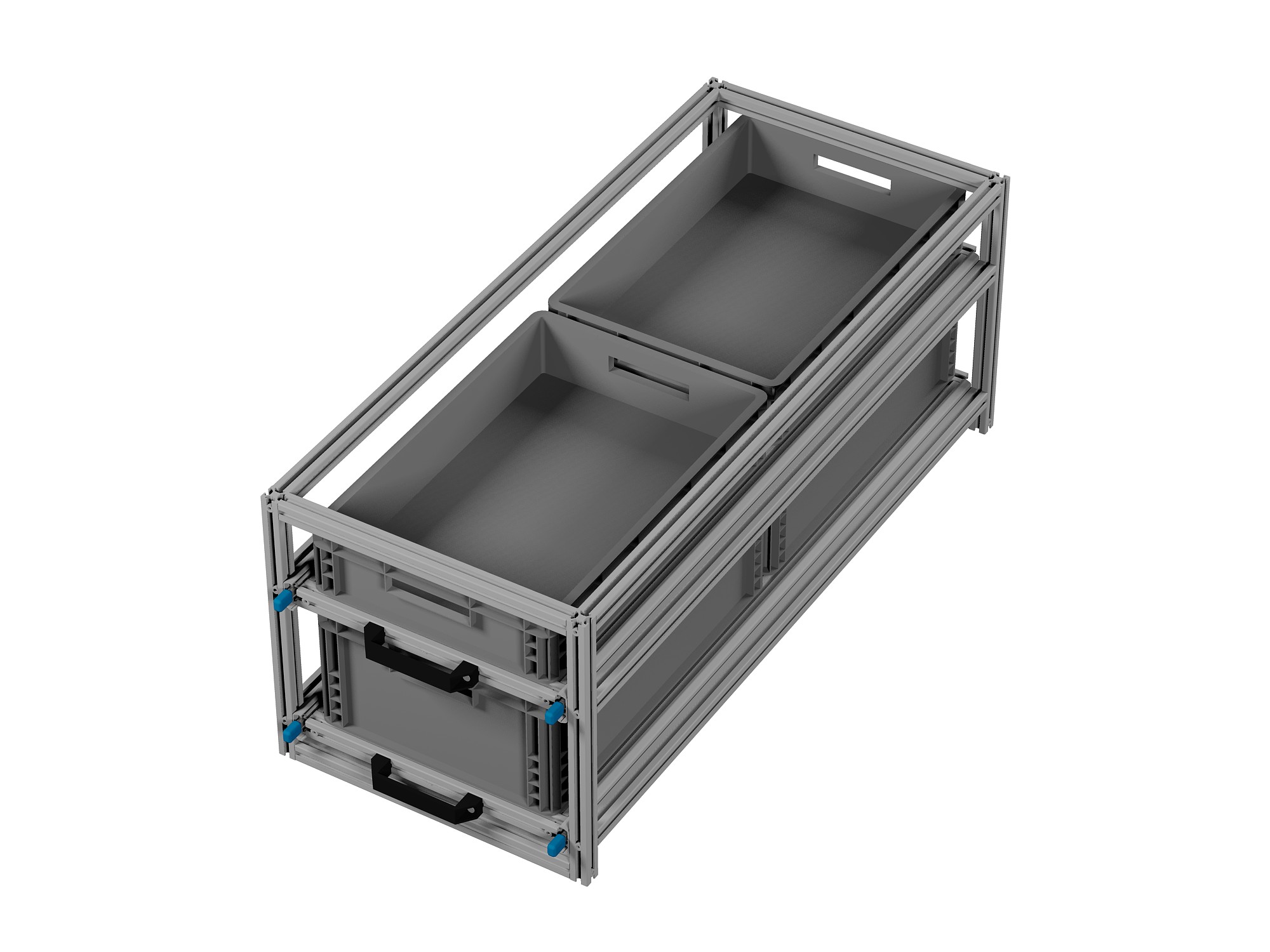 Heckauszug Euroboxen für Camper, Caravan, Wohnmobil & Nutzfahrzeuge, 70 kg Tragkraft, Typ 5, mit Euroboxen, Bestückung 3