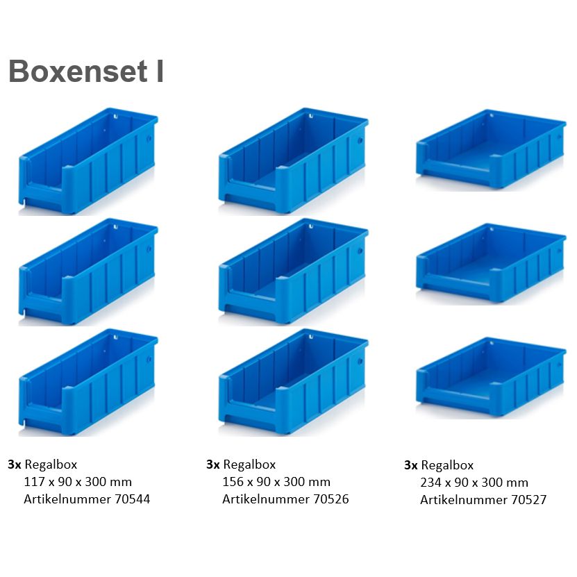 Alu-Fahrzeugregal 1674 x 918 x 357 mm + Montagesatz I + Boxenset I