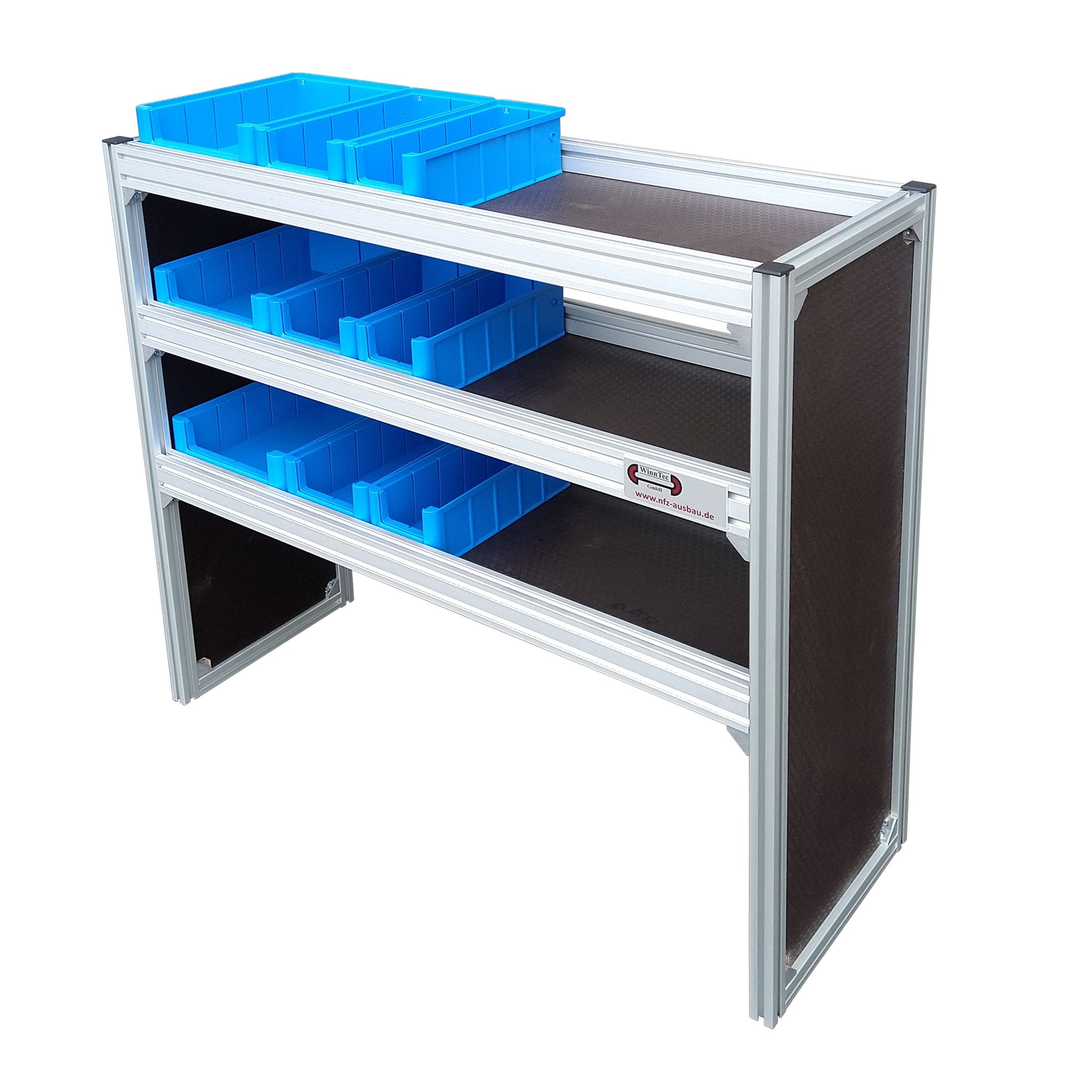 Alu-Fahrzeugregal 1026 x 918 x 357 mm + Montagesatz I + Boxenset I