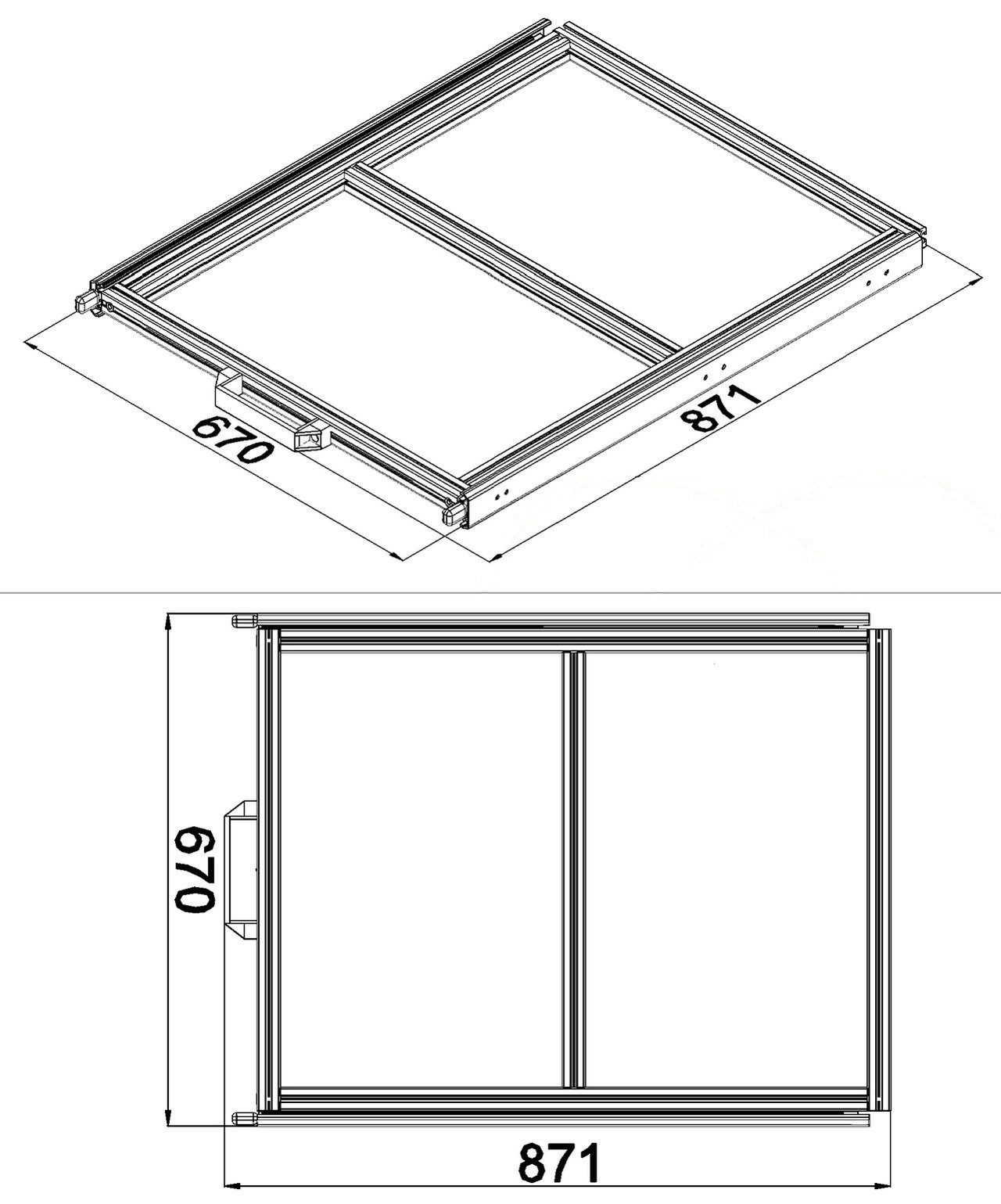 Heckauszug 600 x 800 mm Euroboxen für Camper, Caravan, Wohnmobil & Nutzfahrzeuge, 70 kg Tragkraft