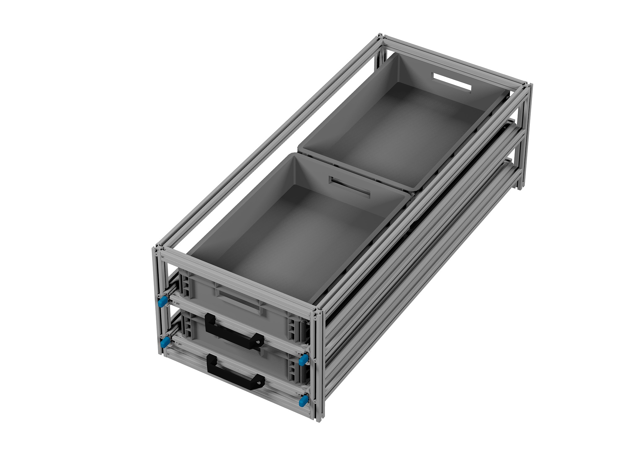 Heckauszug Euroboxen für Camper, Caravan, Wohnmobil & Nutzfahrzeuge, 70 kg Tragkraft, Typ 4, mit Euroboxen, Bestückung 3