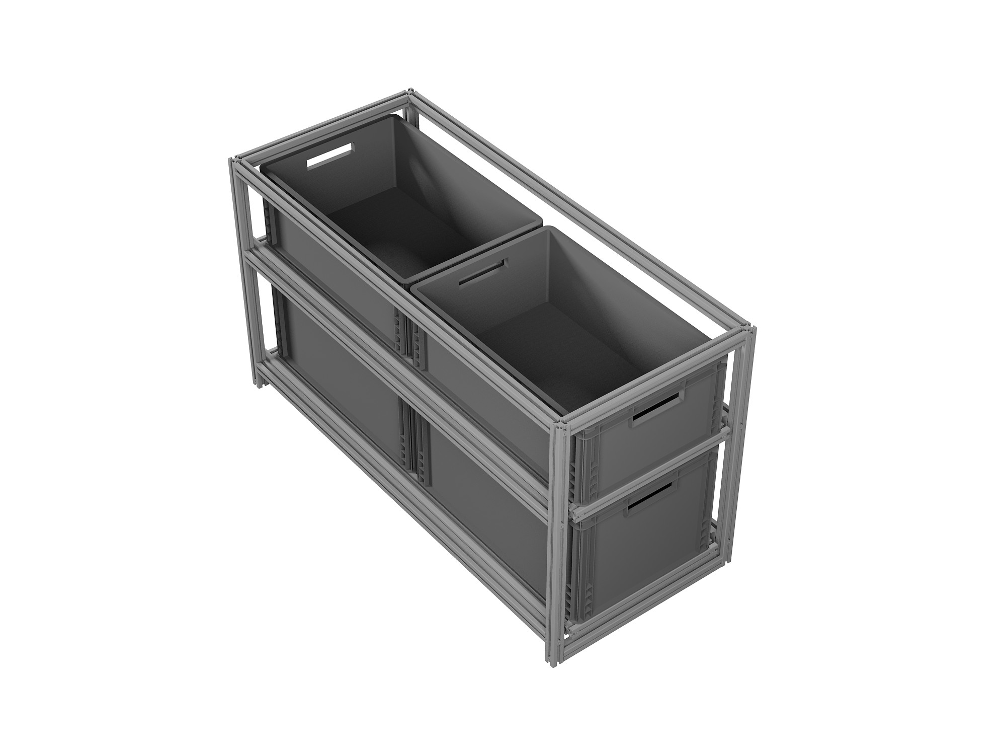 Heckauszug Euroboxen für Camper, Caravan, Wohnmobil & Nutzfahrzeuge, 220 kg Tragkraft, Typ 2, mit Euroboxen, Bestückung 1