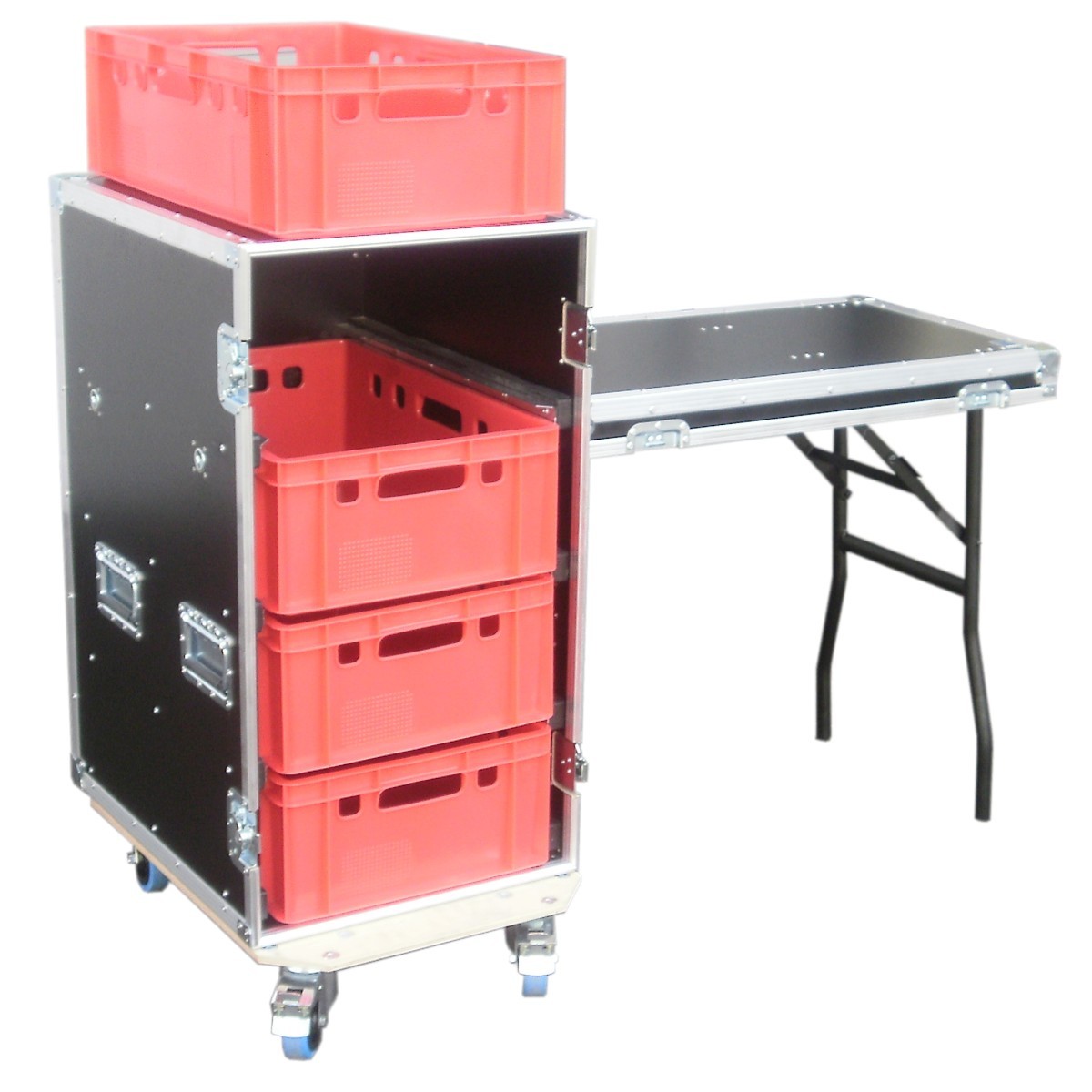 Grilltisch mit vier Euro-Norm-Boxen, BxTxH: 483 x 697 x 1018 mm