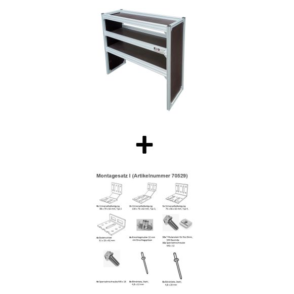 Alu-Fahrzeugregal 1026 x 918 x 357 mm + Montagesatz I