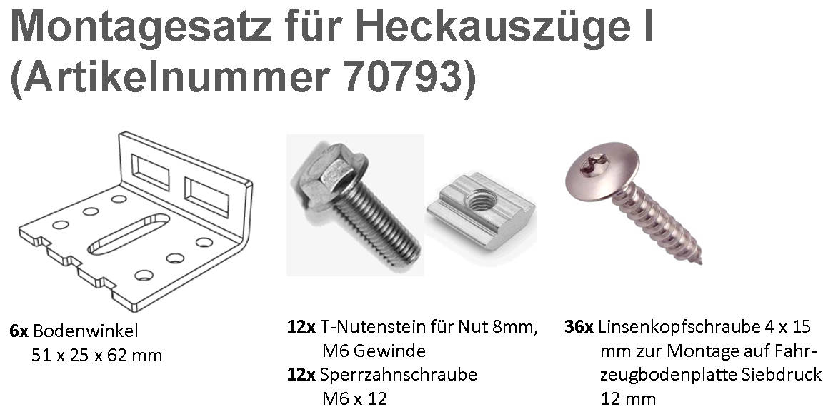 Montagesatz für Heckauszüge I