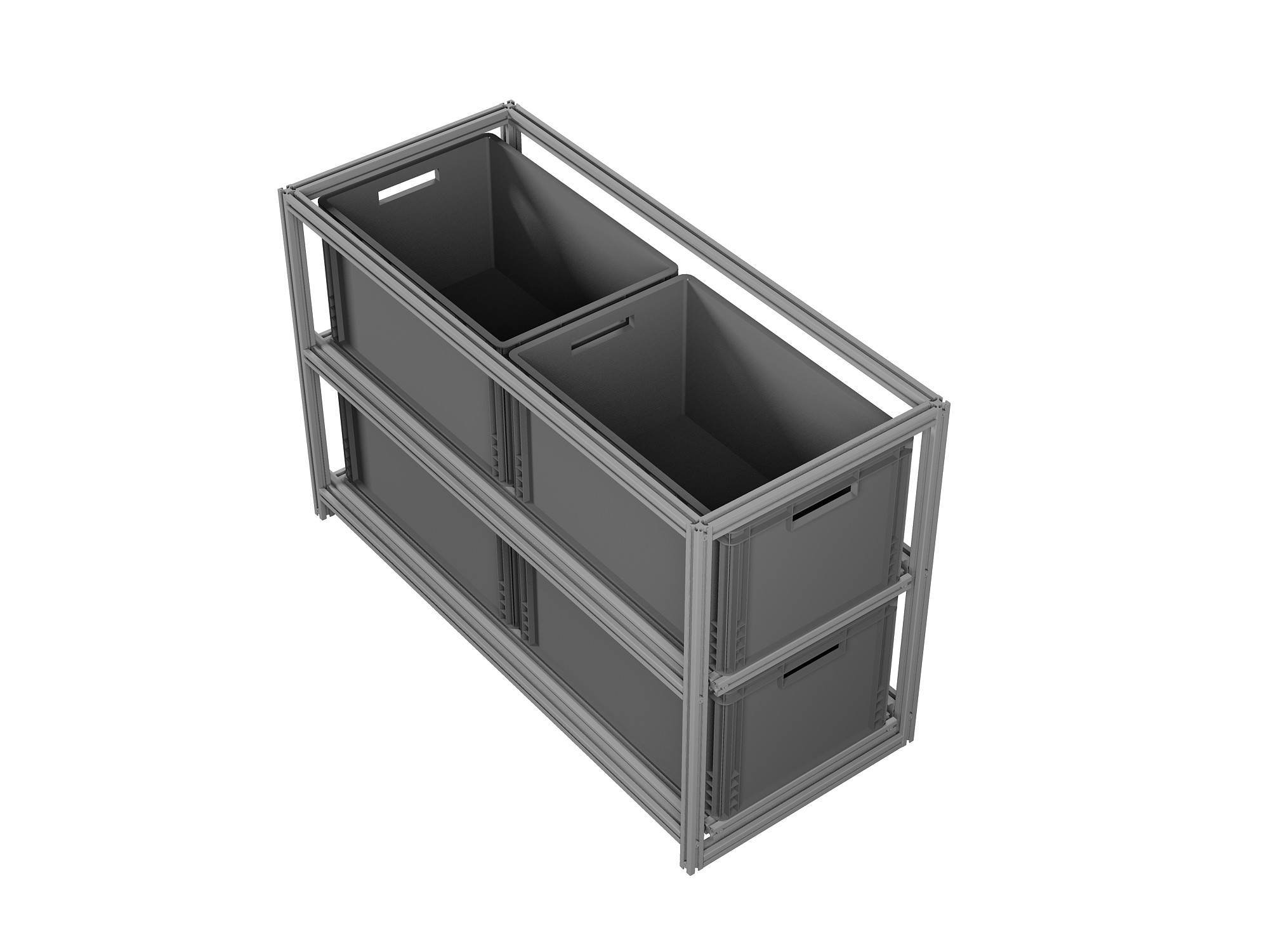 Heckauszug Euroboxen für Camper, Caravan, Wohnmobil & Nutzfahrzeuge, 220 kg Tragkraft, Typ 3, mit Euroboxen, Bestückung 1