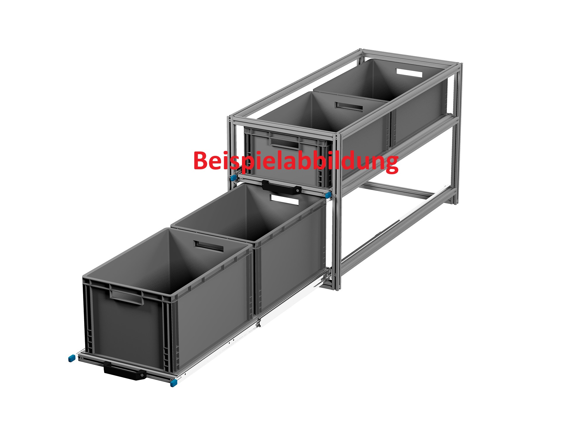 Heckauszug Euroboxen für Camper, Caravan, Wohnmobil & Nutzfahrzeuge, 70 kg Tragkraft, Typ 2, mit Euroboxen, Bestückung 3