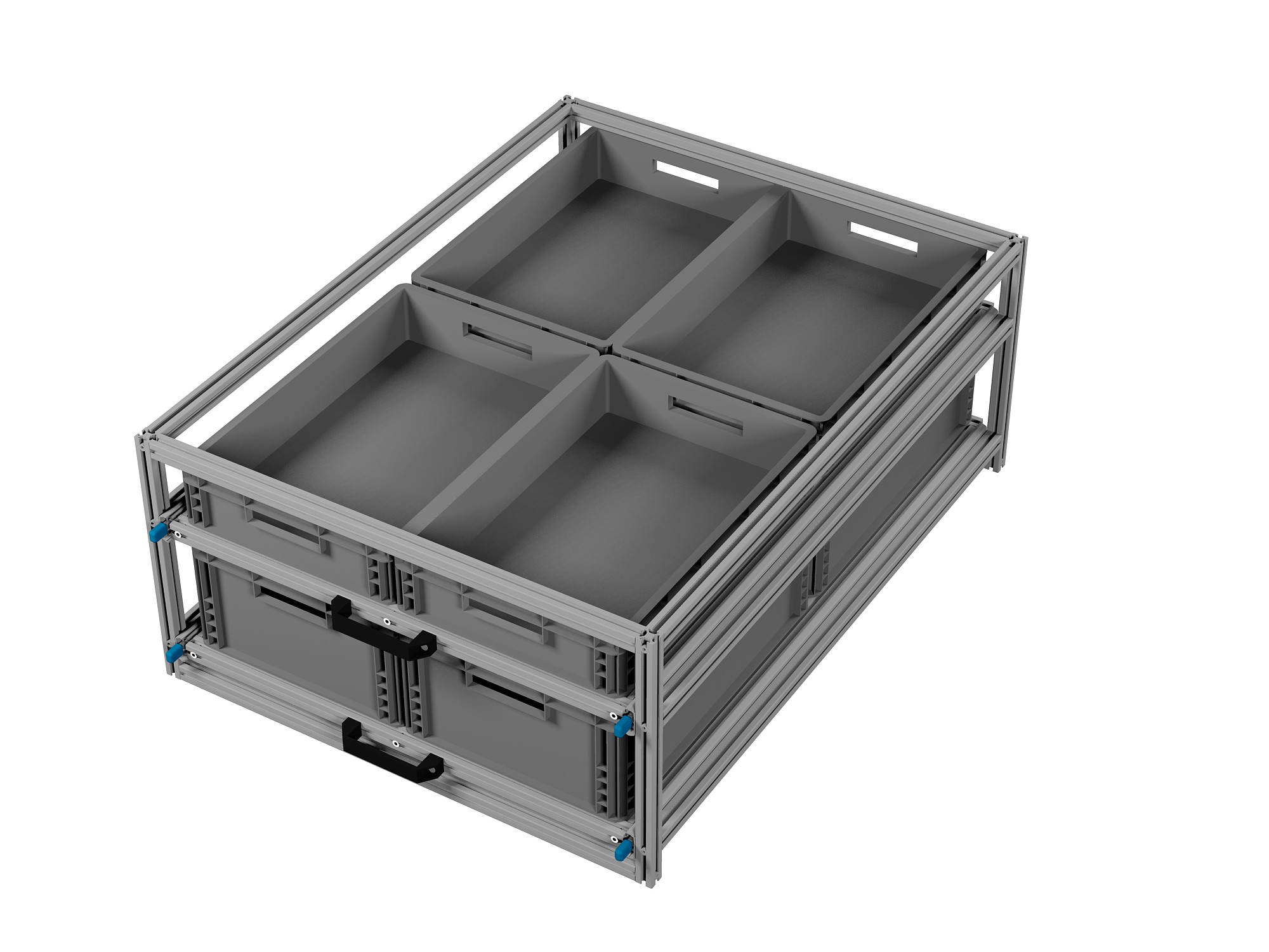 Heckauszug 800 x 1200 mm Euroboxen für Camper, Caravan, Wohnmobil & Nutzfahrzeuge, 220 kg Tragkraft, Typ 33, mit Euroboxen, Bestückung 1