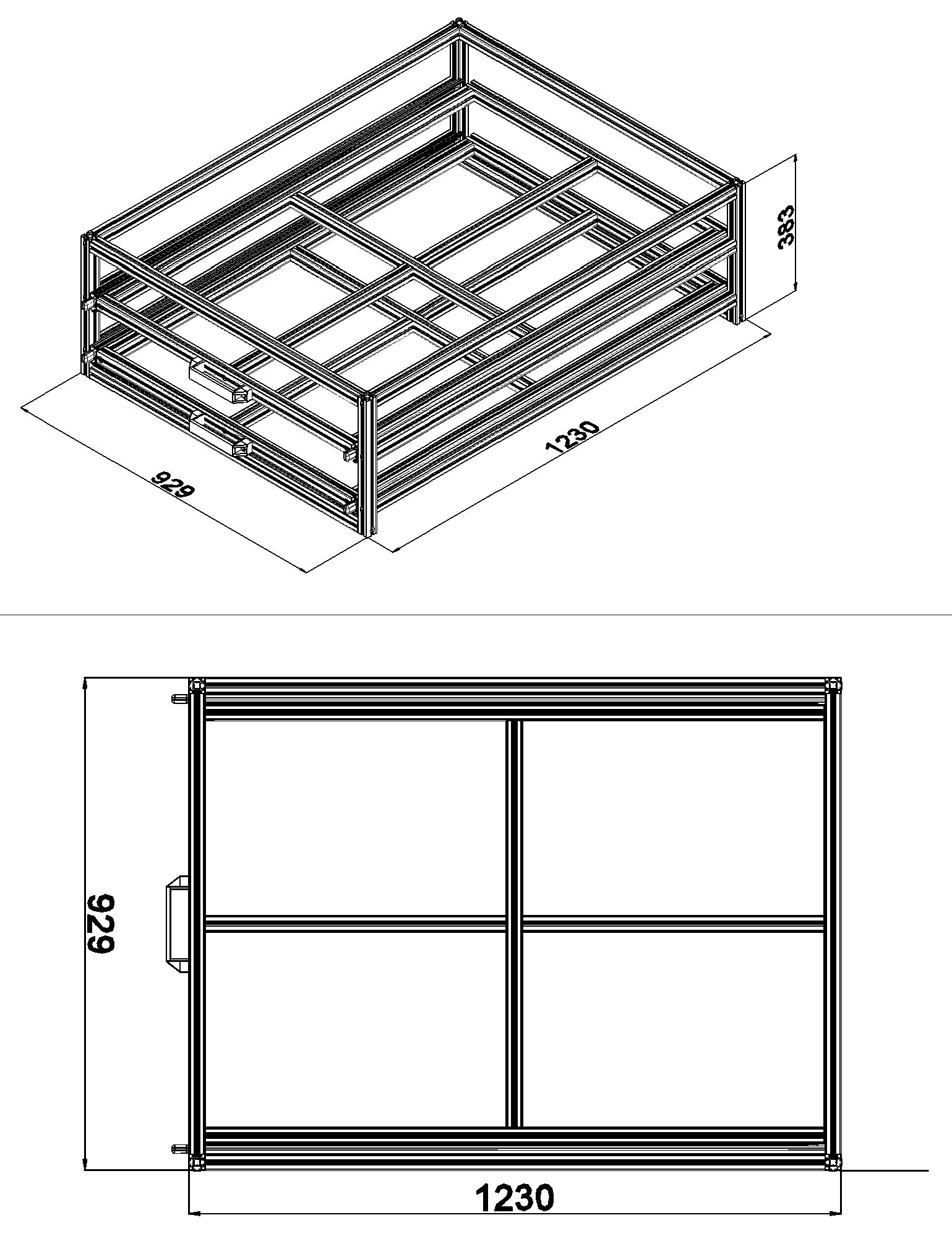 Heckauszug 800 x 1200 mm Euroboxen, 1-teilig, 2-stockig, für Camper, Caravan, Wohnmobil & Nutzfahrzeuge