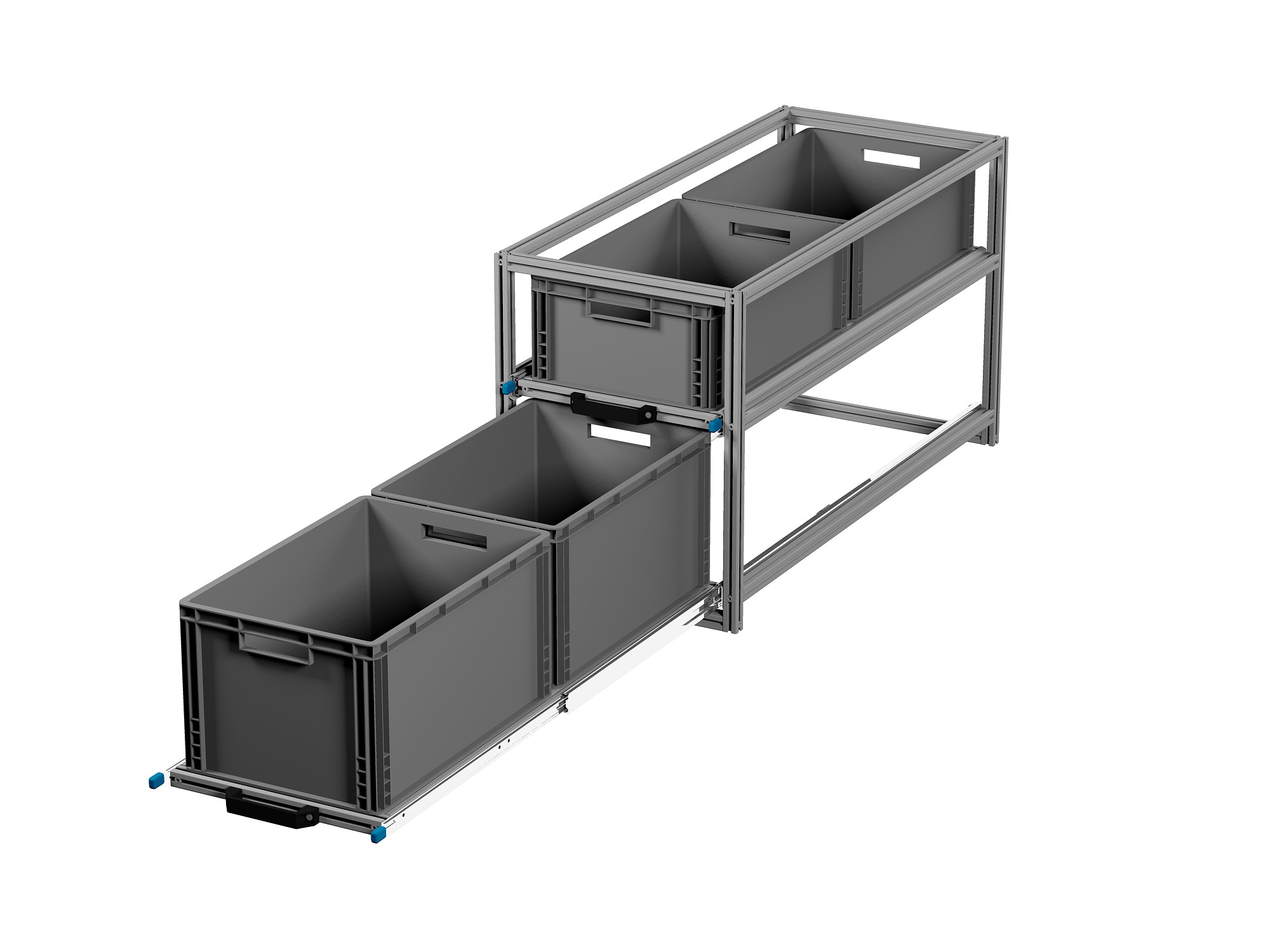 Heckauszug Euroboxen für Camper, Caravan, Wohnmobil & Nutzfahrzeuge, 70 kg Tragkraft, Typ 2, mit Euroboxen, Bestückung 1